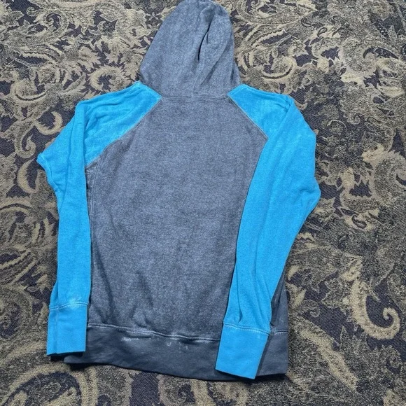 Ocean Drive Hoodie Women's Large Gray Blue Pullover V Neck Soft Surfer Chic - Picture 9 of 9